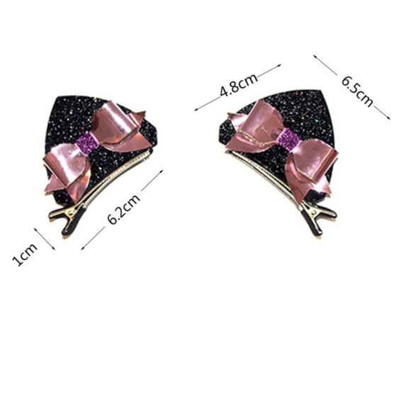 Sparkly kitty ears Pink bow black NWT - Picture 5 of 6